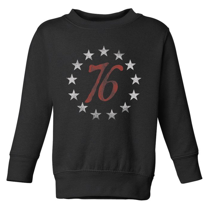 The Spirit 76 Vintage Retro 4th Of July Independence Day Toddler Sweatshirt