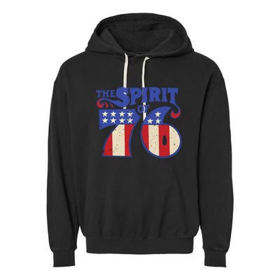 The Spirit 76 Vintage Retro 4th Of July Independence Day Garment-Dyed Fleece Hoodie