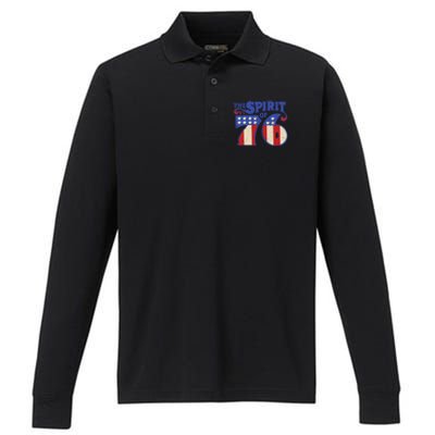 The Spirit 76 Vintage Retro 4th Of July Independence Day Performance Long Sleeve Polo