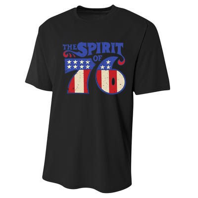 The Spirit 76 Vintage Retro 4th Of July Independence Day Performance Sprint T-Shirt