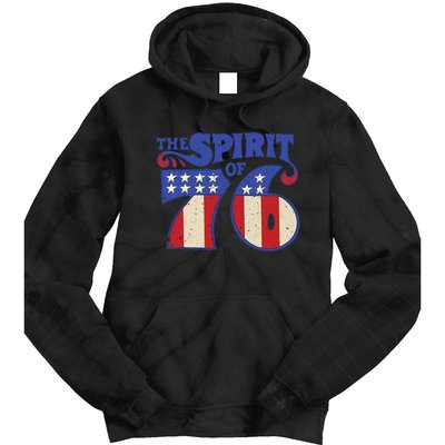 The Spirit 76 Vintage Retro 4th Of July Independence Day Tie Dye Hoodie