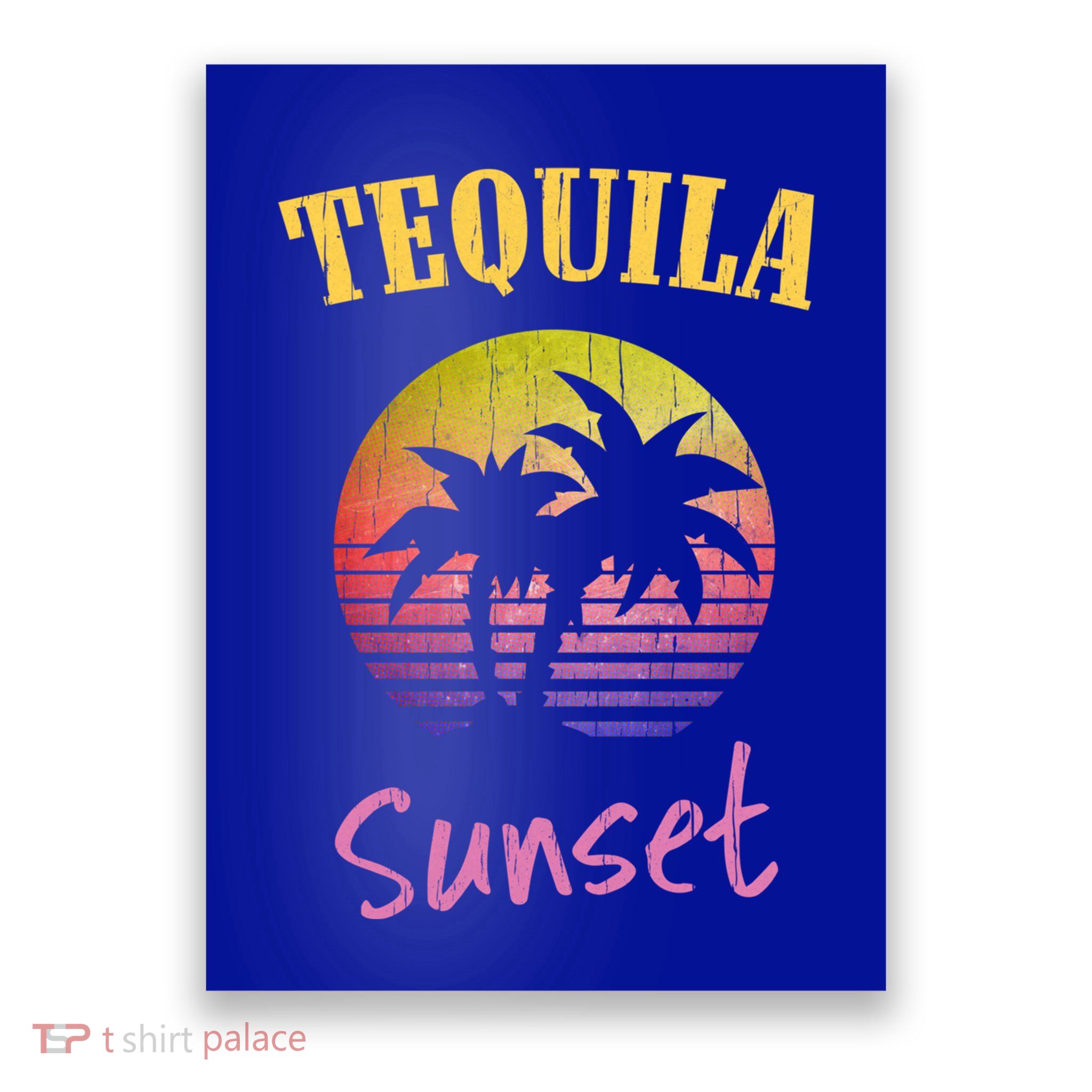 Tequila Sunset 80s Vintage Retro Gift Poster