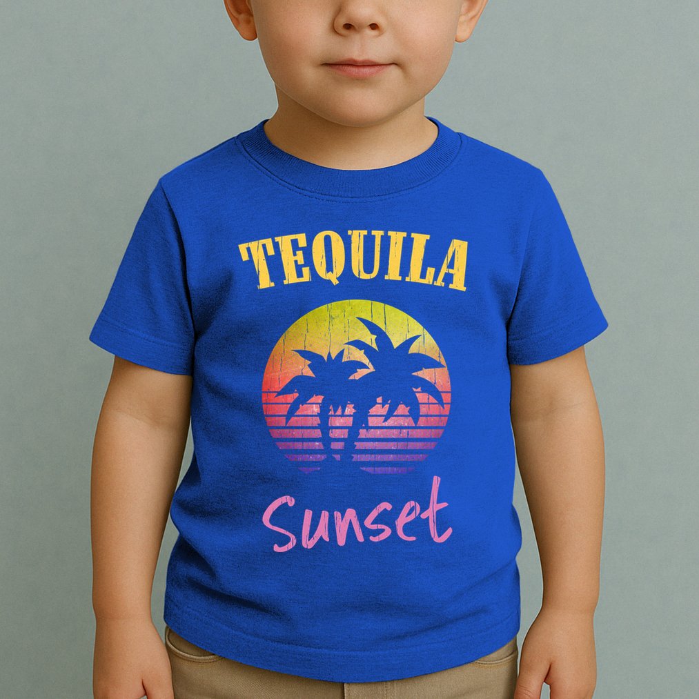 Tequila Sunset 80s Vintage Retro Gift Toddler T-Shirt