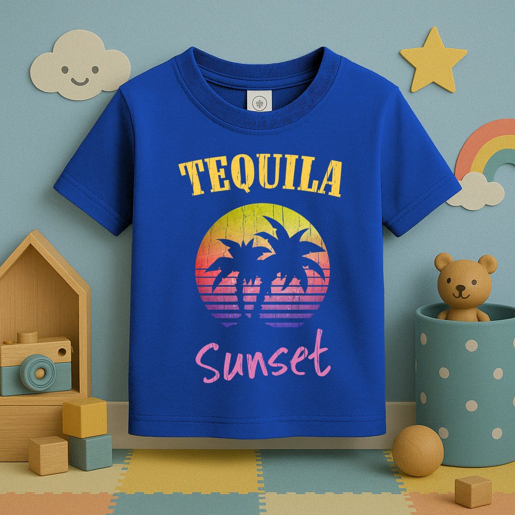Tequila Sunset 80s Vintage Retro Gift Toddler T-Shirt