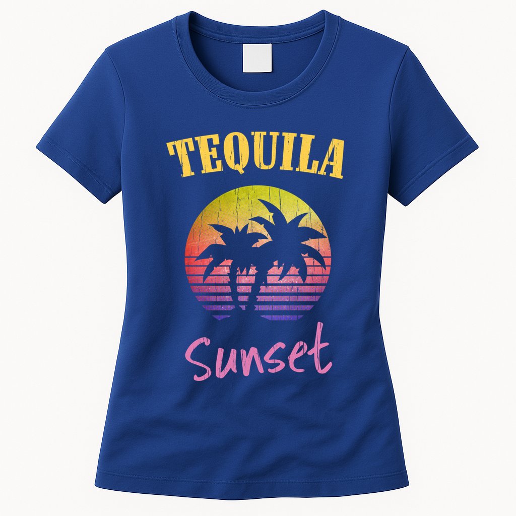 Tequila Sunset 80s Vintage Retro Gift Womens T-Shirt