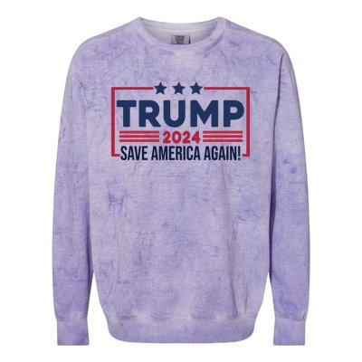 Trump Save America Again 2024 Colorblast Crewneck Sweatshirt