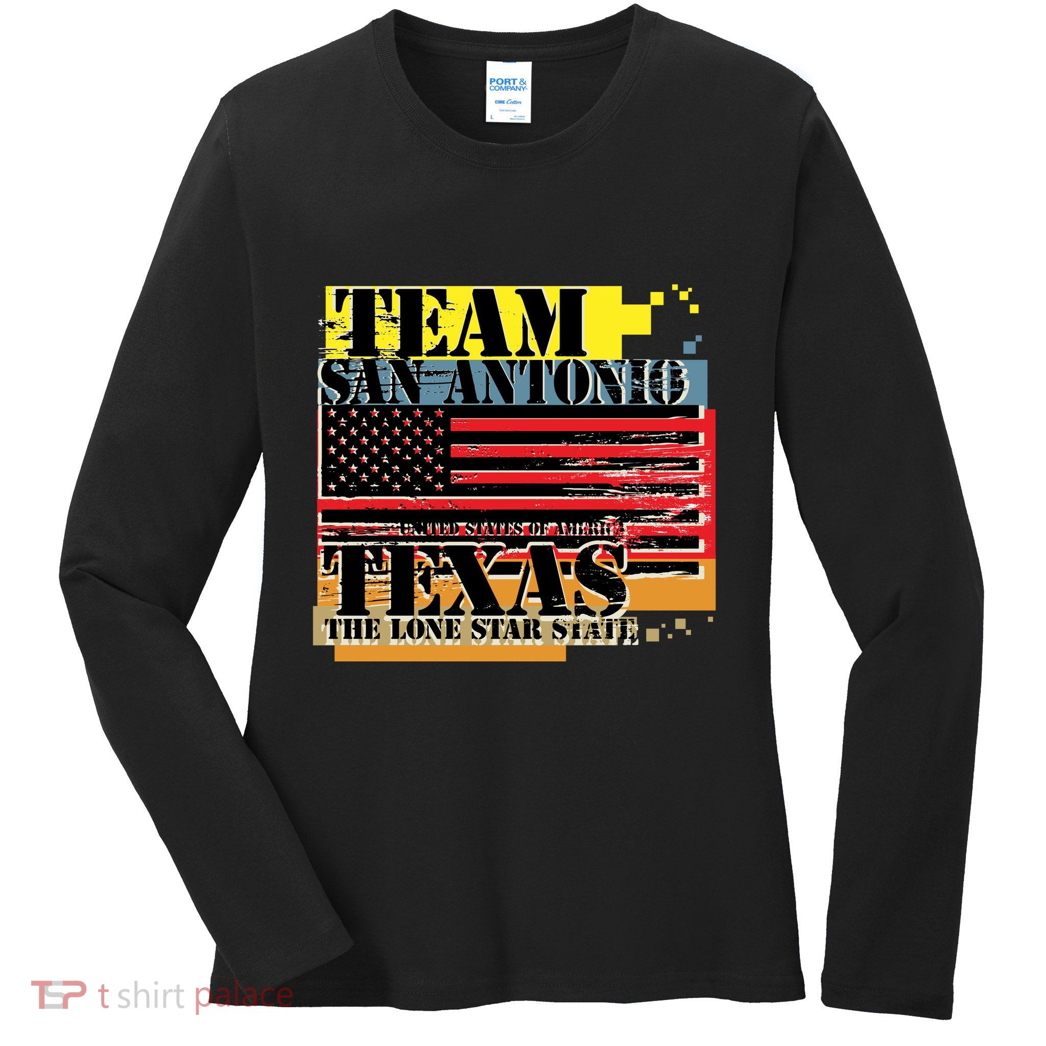 Team San Antonio Texas Grunge Ladies Long Sleeve Shirt