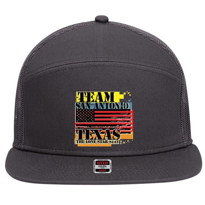 Team San Antonio Texas Grunge 7 Panel Mesh Trucker Snapback Hat