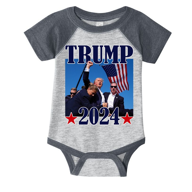 Trump Shot Assassination Attempt 2024 Fight Fight Fight Infant Baby Jersey Bodysuit