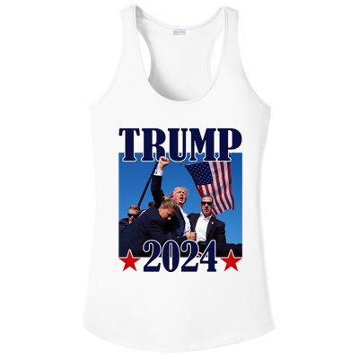 Trump Shot Assassination Attempt 2024 Fight Fight Fight Ladies PosiCharge Competitor Racerback Tank