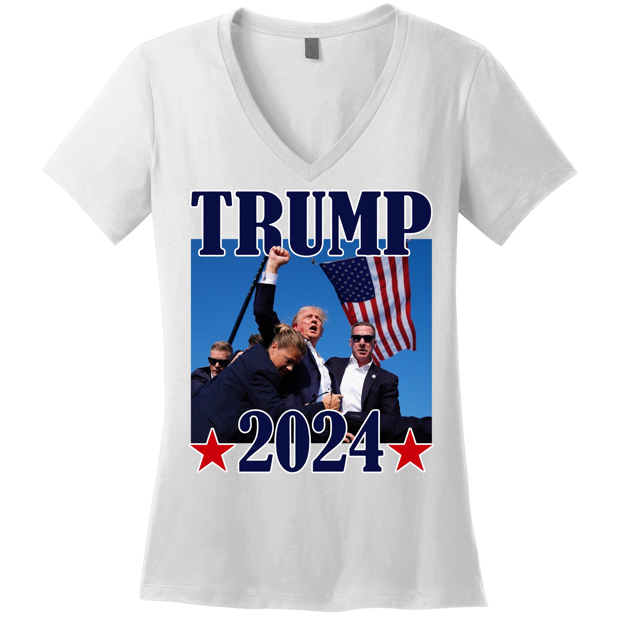 Trump Shot Assassination Attempt 2024 Fight Fight Fight Women's V-Neck T-Shirt