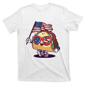 Taco Sunglasses American Flag USA Funny 4th Of July Gifts T-Shirt