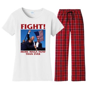 Trump Shot Assassination Fight Fight 2024 Women's Flannel Pajama Set