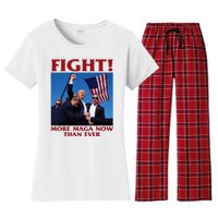 Trump Shot Assassination Fight Fight 2024 Women's Flannel Pajama Set