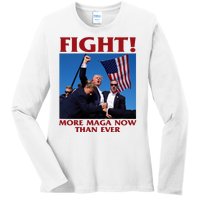 Trump Shot Assassination Fight Fight 2024 Ladies Long Sleeve Shirt