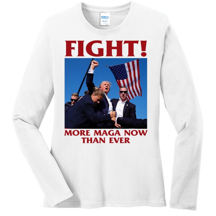 Trump Shot Assassination Fight Fight 2024 Ladies Long Sleeve Shirt