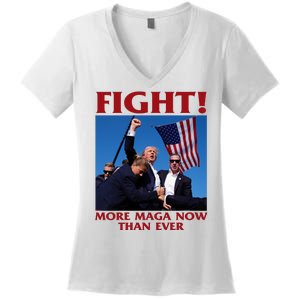 Trump Shot Assassination Fight Fight 2024 Women's V-Neck T-Shirt