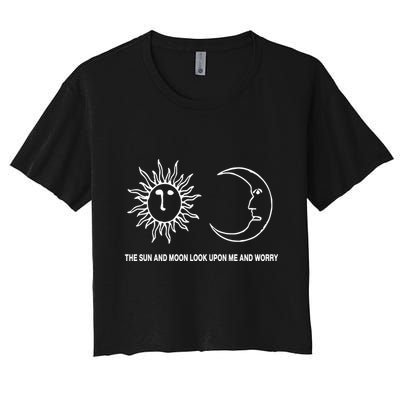 The Sun And Moon Look Upon Me And Worry Crop Top