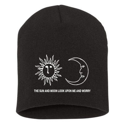 The Sun And Moon Look Upon Me And Worry Short Acrylic Beanie