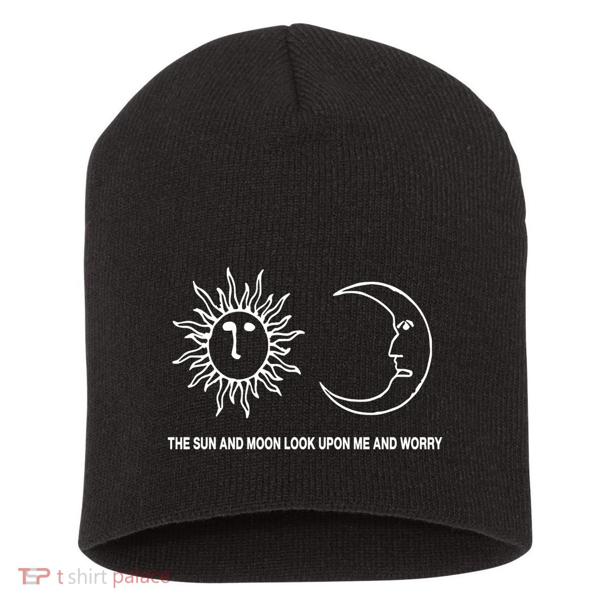 The Sun And Moon Look Upon Me And Worry Short Acrylic Beanie