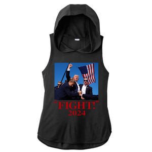 Trump Shot Attempt 2024 Fight Ladies PosiCharge Tri-Blend Wicking Draft Hoodie Tank