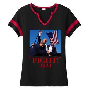 Trump Shot Attempt 2024 Fight Ladies Halftime Notch Neck Tee