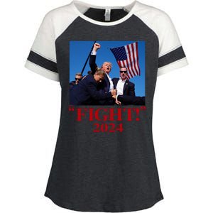 Trump Shot Attempt 2024 Fight Enza Ladies Jersey Colorblock Tee