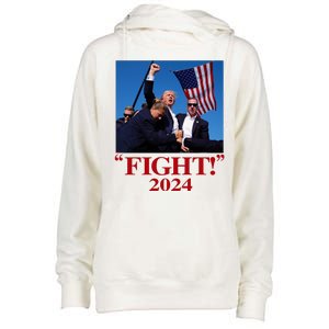 Trump Shot Attempt 2024 Fight Womens Funnel Neck Pullover Hood