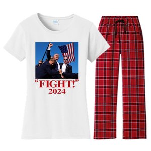 Trump Shot Attempt 2024 Fight Women's Flannel Pajama Set