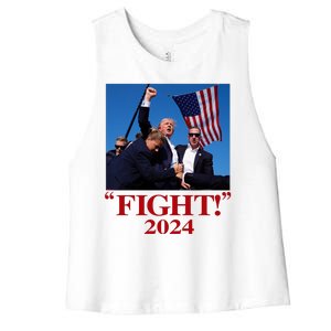 Trump Shot Attempt 2024 Fight Women's Racerback Cropped Tank