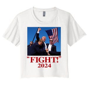 Trump Shot Attempt 2024 Fight Women's Crop Top Tee