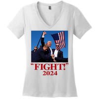 Trump Shot Attempt 2024 Fight Women's V-Neck T-Shirt