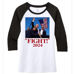 Trump Shot Attempt 2024 Fight Women's Tri-Blend 3/4-Sleeve Raglan Shirt