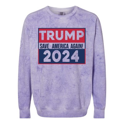 Trump Save America Again 2024 Colorblast Crewneck Sweatshirt