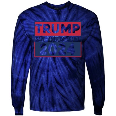 Trump Save America Again 2024 Tie-Dye Long Sleeve Shirt