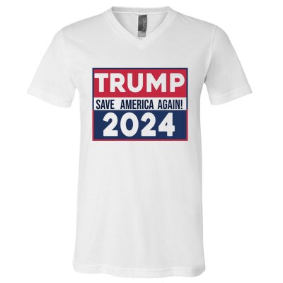 Trump Save America Again 2024 V-Neck T-Shirt