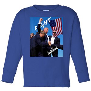 Trump Shot Assassination 2024 Fight Toddler Long Sleeve Shirt