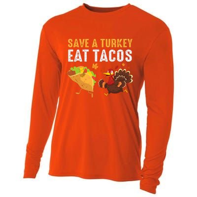 Thanksgiving Save A Turkey Eat Tacos Cooling Performance Long Sleeve Crew