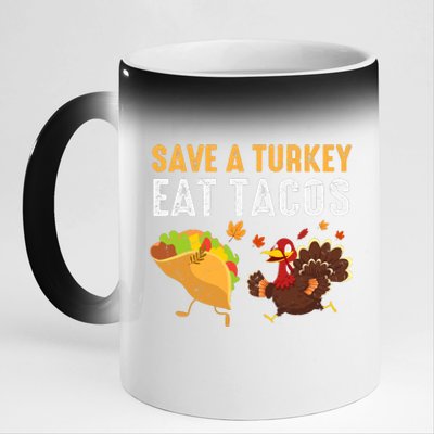 Thanksgiving Save A Turkey Eat Tacos 11oz Black Color Changing Mug