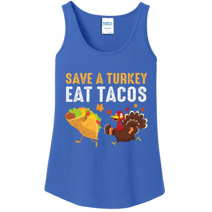 Thanksgiving Save A Turkey Eat Tacos Ladies Essential Tank