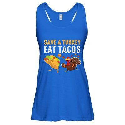 Thanksgiving Save A Turkey Eat Tacos Ladies Essential Flowy Tank