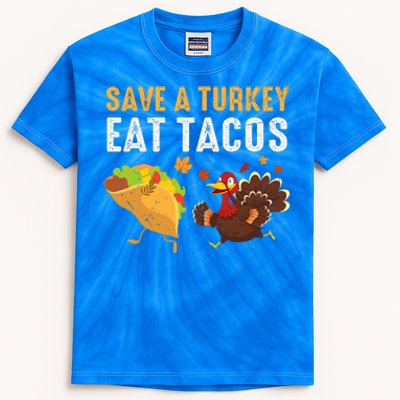 Thanksgiving Save A Turkey Eat Tacos Kids Tie-Dye T-Shirt