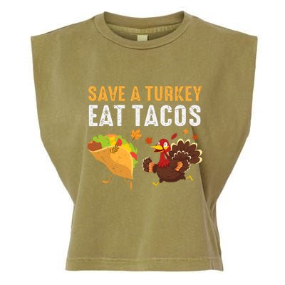 Thanksgiving Save A Turkey Eat Tacos Garment-Dyed Women's Muscle Tee