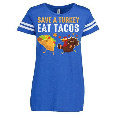 Thanksgiving Save A Turkey Eat Tacos Enza Ladies Jersey Football T-Shirt