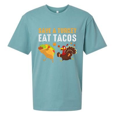 Thanksgiving Save A Turkey Eat Tacos Sueded Cloud Jersey T-Shirt