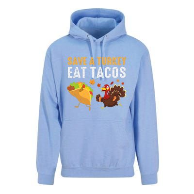 Thanksgiving Save A Turkey Eat Tacos Unisex Surf Hoodie