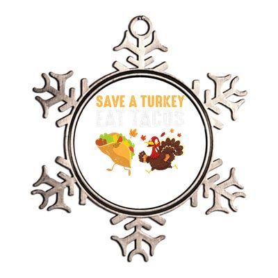 Thanksgiving Save A Turkey Eat Tacos Metallic Star Ornament