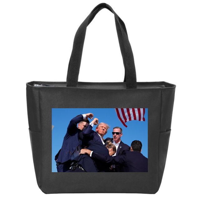 Trump Shot At Rally America Zip Tote Bag