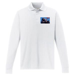 Trump Shot At Rally America Performance Long Sleeve Polo