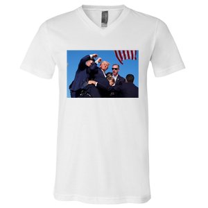 Trump Shot At Rally America V-Neck T-Shirt